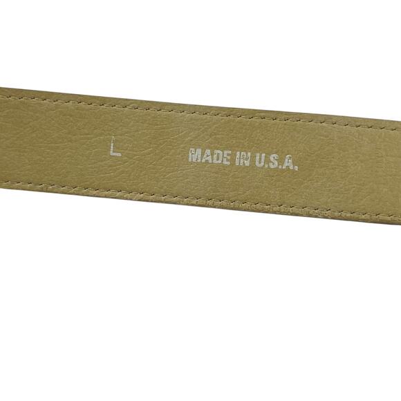 Vintage Daylor Gold Metallic Belt 1980s 1990s Linen Textured Faux Leather Size L - Picture 5 of 6